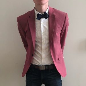 Express Men Slim-fit Red Pindot Blazer